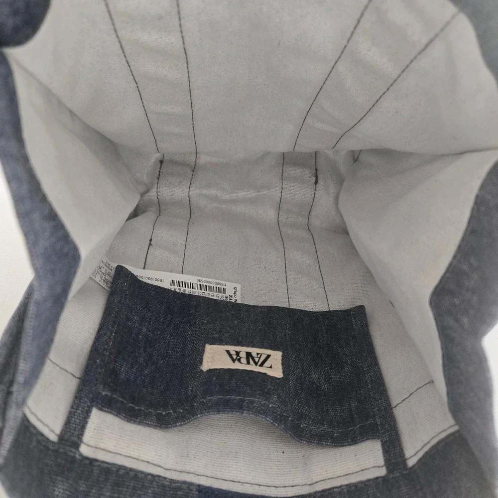 Zara‎ Mini Backpack Small Blue Denim Style Utility Adjustable Straps Bag